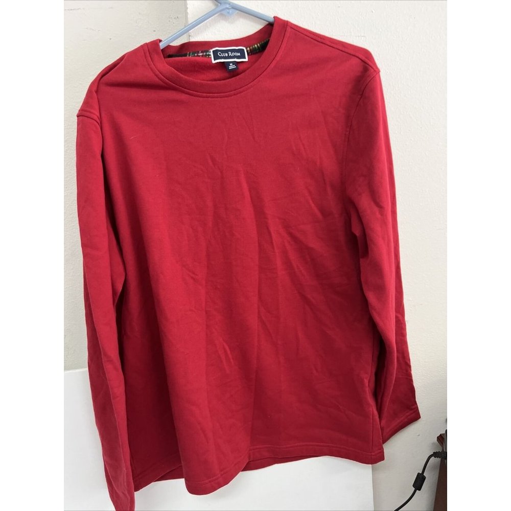 Club Room Men Fleece Crewneck Sweater Long Sleeve Sweatshirt, Red M